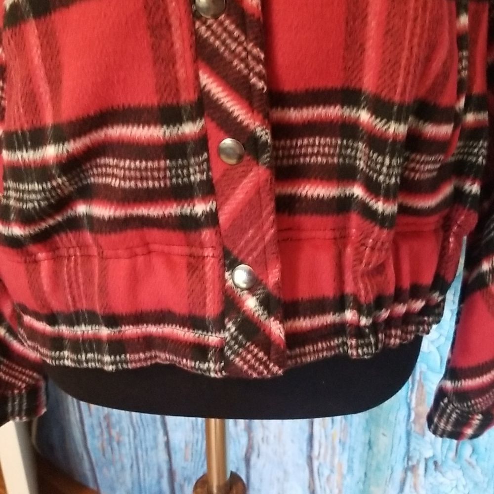 Plaid And Sherpa Button Front Shacket Jacket - image 8